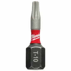 This 2-pack of T10 Torx insert bits features a hex shank for use with compatible power tools and hand drivers. Made of alloy steel, these bits are suited for driving Torx fasteners in assembly, maintenance, and repair tasks.