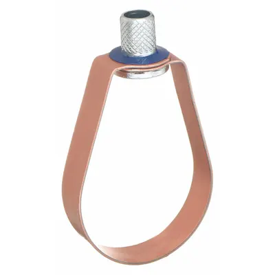 NVENT CADDY Loop Hanger: Copper-Plated Steel, For 1 1/4 in Pipe, For 3/8 in Threaded Rod - Standard Loop Hangers for Tube & Pipe