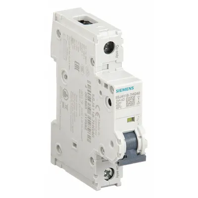 Siemens Miniature Circuit Breaker: 15 A Amps, 60V DC, 14kA at 240V AC, Screw Clamp - C-Curve, 1-Pole UL489 DIN Rail-Mount Miniature Circuit Breakers