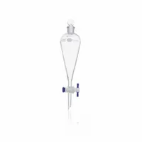 This 1,000 mL separatory funnel is made of colorless borosilicate glass, featuring a 27 mm top opening, a 12 mm stem opening, and a 60 mm stem length. It is used for liquid-liquid extraction in laboratory settings to separate immiscible solvents based on density