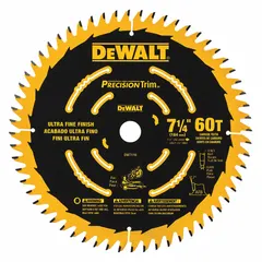 Carbide circular saw blade with 60 teeth, 0.06 in cut width, and 5/8 in arbor. Designed for wood-cutting applications such as framing, ripping, and crosscutting.