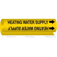 Pipe Marker: Heating Water Supply, Yellow, Black, Fits 2 1/2 to 7 7/8 in Pipe O.D., 1 Pipe Markers (MPN 5703-II)