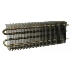 Replacement ceiling heater element for HVACR heaters and heat exchangers. Compatible with Markel wall and ceiling heater models E3313TRPW and E3323TD-RP. Operates at 120V. Direct replacement for restoring heating function in specified units.
