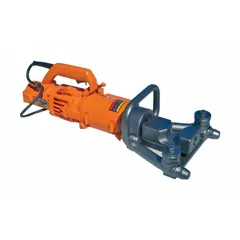 This portable corded rebar bender bends #8 max. size rebar to a 90° maximum angle. It weighs 57.3 lb and is suited for on-site bending tasks in concrete reinforcement and rebar fabrication.