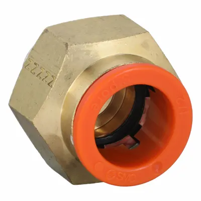 SMC Push-Fit Adapter Fitting: 1/2 in OD x 1/4 in Pipe Size, Push-to-Connect x MNPT - Polybutylene & Brass Tube Fittings