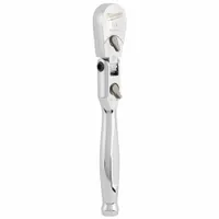 MILWAUKEE Flex Head Ratchet: Pear, Reversible, 5 3/4 in Overall Lg, Chrome, 4° Min Arc Swing (MPN 48-22-9007)