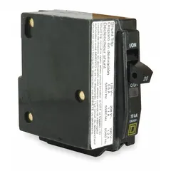 Plug-in miniature circuit breaker for overcurrent protection in branch circuits. Rated 10 A, single-phase, 120/240V AC with a maximum interrupting rating of 10kA at 120/240V AC. For use with QO Load Centers and NQ Panelboards.