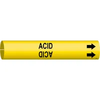 Pipe Marker: Acid, Yellow, Black, Fits 4 to 6 in Pipe O.D., 1 Pipe Markers, With Arrows (MPN 4000-D)