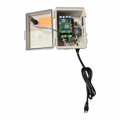 This Wi-Fi enabled liquid-level alarm operates at 120V AC and features two alarm inputs. It provides a 95 dB audible alarm and sends alerts via email, mobile app, or text. With battery backup, it is suitable for monitoring liquid levels in sump pits, tanks, or basins in residential, commercial, or industrial settings.