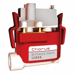 Bypass block for water purification systems. Designed for use with a tap water feed source. Manages flow routing during maintenance or system configuration.
