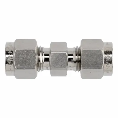 BRENNAN INDUSTRIES Compression Fitting Straight: 1 in OD x 1 in OD Fitting Size - Clean & Bagged Single-Ferrule Stainless Steel Fittings