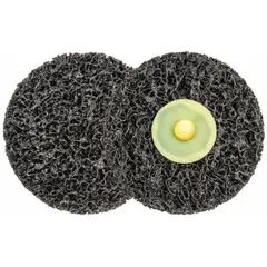 This 3-inch diameter coating-removal disc uses extra coarse aluminum oxide grit to strip paint, rust, and coatings from metal surfaces. Part of the FX series, it is suited for aggressive cleaning tasks in fabrication and maintenance operations on steel, stainless steel, and other metals.