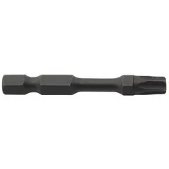 This 5-pack of impact-rated Torx bits is made from S2 steel for use with impact drivers. Each bit has a 1/4-inch hex shank and a 2-inch overall length. Suitable for driving Torx fasteners in assembly, repair, and construction applications requiring high torque.