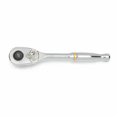 This standard-length reversible ratchet features a full polish chrome finish and a 4° minimum arc swing for use in confined spaces. The quick-release mechanism allows fast socket changes. Suitable for tightening and loosening fasteners in general mechanical tasks.