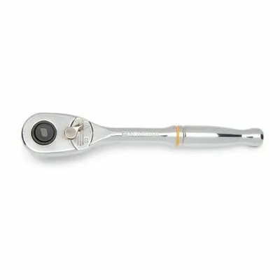 GEARWRENCH Hand Ratchet: Pear, Reversible, 5 in Overall Lg, Full Polish Chrome - Standard-Head Ratchets