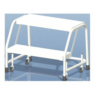 BALLYMORE Step Stool: 1.6 ft Overall Ht, 350 lb Load Cap, 2 Steps, Aluminum - Rolling Step Stools