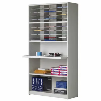 SAFCO Literature and Mail Organizer: Gray, 30 Compartments, 16 in Overall Dp - Literature Sorters
