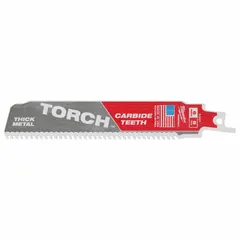 General purpose reciprocating saw blade with 8 teeth per inch for straight cuts in wood, metal, and plastic. Blade length 6 inches, thickness 0.05 inches. Sold in a pack of 3.
