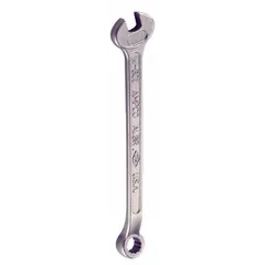 This nonsparking combination wrench is made from aluminum bronze nickel for use in hazardous environments where sparking tools could ignite flammable gases or dust. It features a 12-point, 14 mm head and an overall length of 8 3/4 inches. Suitable for applications in oil refineries, chemical plants, and mining operations requiring metric fasteners.