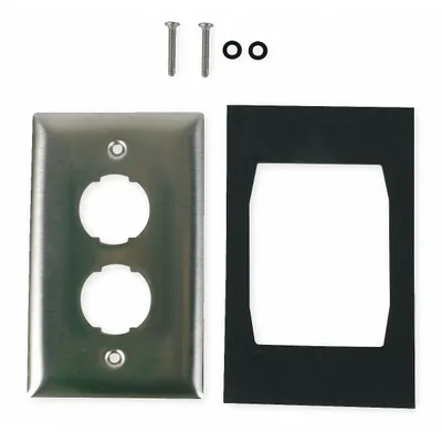 HUBBELL PREMISE WIRING Wall Plate: Gray, 1 Gang, 2 Port, Flat Module - Harsh Environment Wall Plates