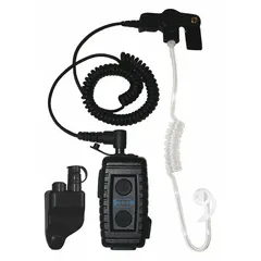 This earpiece is designed for use with Harris XG-15 series radios, featuring a Multi Pin connector and Push To Talk capability. It is a wire-free earbud type, enabling hands-free communication in field operations.