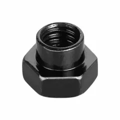 This joint set nut is designed for use in clamp-on pipe systems. It features an M6 thread size and an 8 mm length, constructed from chromium-molybdenum steel with a black cathodic electrodeposition finish for corrosion resistance. Suitable for industrial piping applications where secure connections are required.