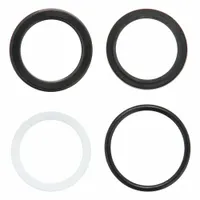 Piston seal kit for hydraulic or pneumatic cylinders with 3 1/4 in bore diameter and 5/16 in groove width. Includes wiper seal, rod seals, and O-ring. Made of black nitrile with 90 D durometer. Temperature range -20 to 300 degrees F