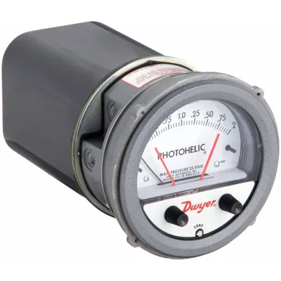 Dwyer Differential Pressure Gauge & Switch: Single-Side, 1/8 in NPT Female - Low Operating Pressure Differential Gauges with Switch