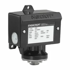 This B Series pressure switch is designed for hazardous locations, providing pressure monitoring or control in environments with explosive atmospheres. It features four 1/4" FNPT pressure connection ports and operates within a 300 to 3000 psi range.