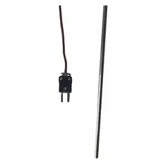 Thermocouple accessory for liquid temperature measurement in magnetic stirrers and hot plates. Features a Mini-Plug connector. Compatible with GLAS-COL equipment.