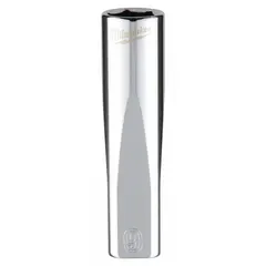 This 1/4 in drive, 9 mm socket features a 6-point deep design for accessing recessed fasteners. The chrome finish resists corrosion, and the anti-roll geometry prevents the socket from rolling on sloped surfaces. Suitable for tightening or loosening metric fasteners in general industrial applications.