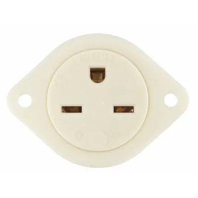 BRYANT Flanged Receptacle: Single, 6-15, White, 250V AC, 15 A, 2 Pole / 3 Wire (MPN 5679) - General Purpose Receptacles