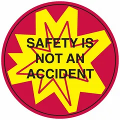 2-inch diameter, non-reflective safety label with English text and standard adhesive. Supplied in a 4-pack for application on hard hats in industrial environments to promote safety awareness.