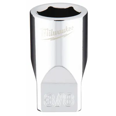 MILWAUKEE Standard Socket: SAE, 1/4 in Drive Size, 3/8 in Socket Size, 6-Point, Std - Anti-Roll Hand Sockets
