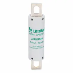 Very-fast-acting bolt-on fuse rated 40 A at 700 V AC and 700 V DC. Designed for overcurrent protection in power electronic circuits such as variable frequency drives, UPS systems, and DC power supplies. Suitable for safeguarding semiconductor devices from short circuits and overloads.