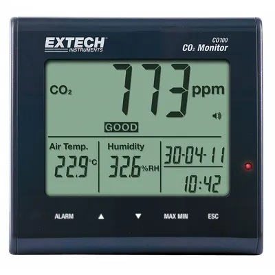EXTECH Air Quality Data Logger: 0.1%to 90% Relative Humidity Measured, 14°F to 140°F - Temperature & Humidity Data Loggers
