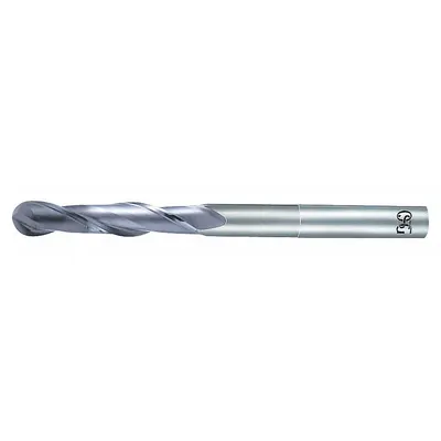 OSG Ball End Mill: Carbide, Diamond Coated, 2 Flute, 3/8" Mill Dia, 7/8" LOC - Carbide Ball End Mills for Graphite & Carbon Fiber