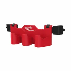 This battery rack attachment is designed for use with PACKOUT rolling tool boxes. It provides organized storage for power tool batteries, keeping them accessible and secure. Made of impact-resistant ABS plastic in red. Dimensions: 5 in W x 4 13/16 in H x 16 13/16 in L.