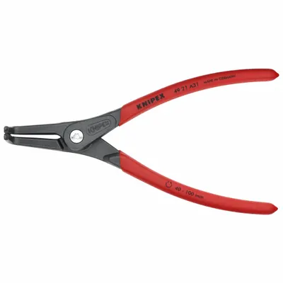 KNIPEX Retaining Ring Plier: External, For 40 mm to 100 mm Shaft Dia, 0.091 in Tip Dia - External Retaining-Ring Pliers