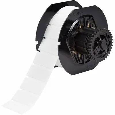 BRADY Wraparound Label: 3/4 in x 1 1/2 in, Vinyl, White (Matte) - Brady Precut Label Rolls
