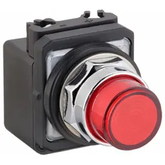 This red LED pilot light from Dayton is designed for 30 mm panel mounting. It operates at a maximum supply voltage of 24 V AC/DC and does not include a push-to-test function. Commonly used as a visual status indicator on industrial control panels, machinery, and automation equipment to signal power-on, alarm, or fault conditions.