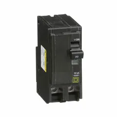 The SQUARE D QO290 is a 90 A, 2-pole miniature circuit breaker rated for 120/240V AC single-phase applications. It provides overcurrent protection with a maximum interrupting rating of 10 kA at 120/240V AC. Designed for plug-in installation in QO Load Centers and NQ Panelboards.