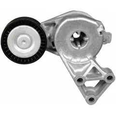 The DAYCO 89284 is a self-adjusting belt tensioner with one pulley, 2 3/4 in outside diameter. It automatically maintains proper tension in vehicle accessory belt drive systems, reducing slippage and noise.