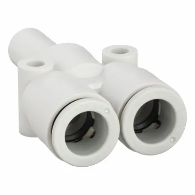 SMC KQ2U10-99A Polybutylene Terephthalate Push-Fit Wye Fitting, 10 mm OD, White - Polybutylene & Brass Tube Fittings