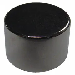 Neodymium disc magnet with 3/8 in outside diameter and 0.25 in thickness. Provides 4.6 lbf maximum pull force. Suitable for holding, lifting, and positioning ferrous parts in industrial fixturing, assembly, and material handling applications.
