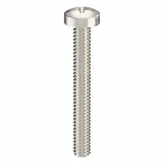 Pan head machine screws with M2x0.40 thread, 16 mm length, made of 18-8 stainless steel with plain finish. Phillips drive with #1 drive size. Supplied in a 100-piece pack. Used for fastening components into tapped holes or with nuts in metal, plastic, and electrical enclosures.