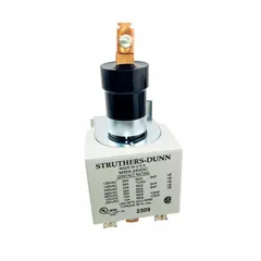 Single-pole mercury displacement contactor with a 24V DC coil and 35 A full load current rating for resistive loads. Features liquid mercury contacts and screw terminal connections. Suitable for industrial switching applications such as heating, lighting, and process control.