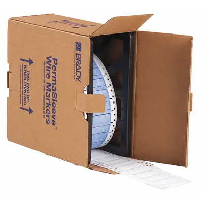 BRADY Sleeve Label: 3/8 in x 2 in, Polyolefin, White (Matte) - Brady Precut Sleeve Label Rolls