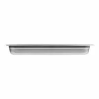 Rectangular transport steam table pan with 8 qt capacity, constructed from 20 ga stainless steel. Full-size design fits standard steam table openings. NSF certified for use in commercial foodservice environments. Not dishwasher safe