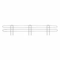 Steel ledge designed for wire shelving systems to prevent items from falling off. Measures 30 in width, with a chrome finish and silver color. Suitable for commercial and industrial storage applications